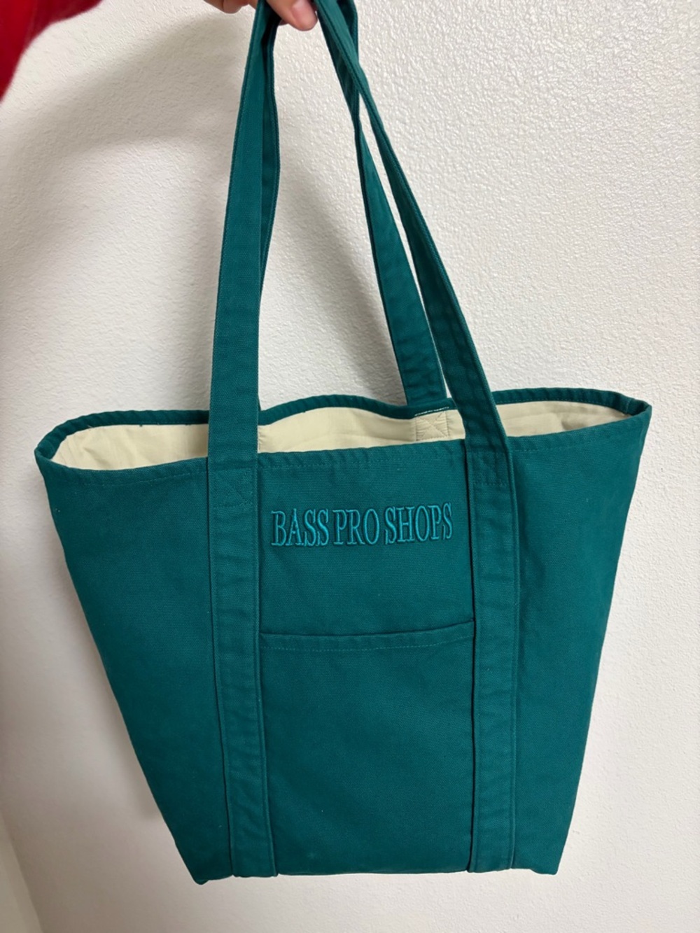 Bass Pro Shops Teal Canvas Tote with Cream Lining